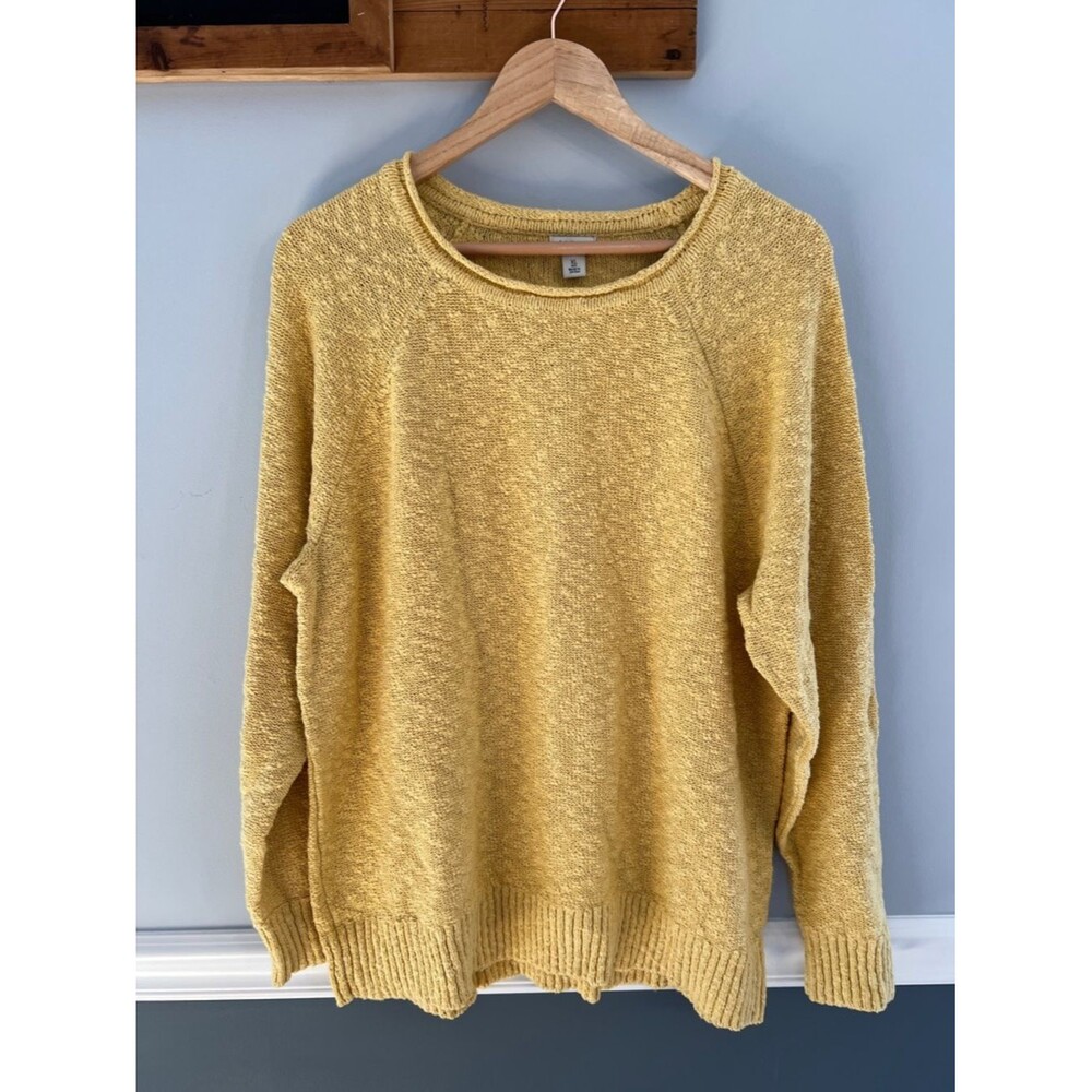 L.L. Bean Cotton Roll Neck Sweater XL Yellow Casual Preppy